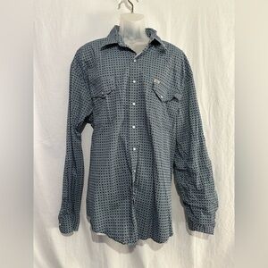 Rafter C Long Sleeve Button Up Shirt Size 3XB Blue Geometric Print